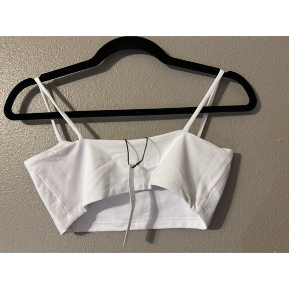 Susana Monaco S Small Revolve Thin Strap Crop Camisole Top Tank Snow White NEW - Picture 6 of 8